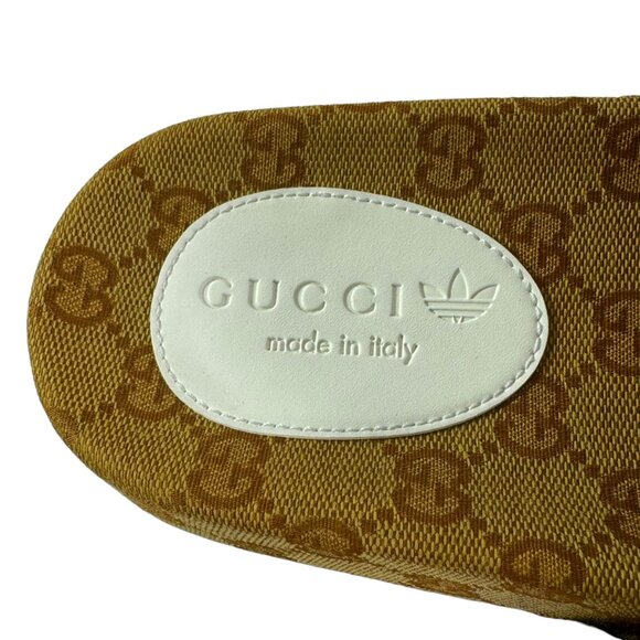 GUCCI X ADIDAS 3518968J 8126 Brown Canvas GG Supreme Men's Slides 8 - 8.5US - Picture 7 of 13